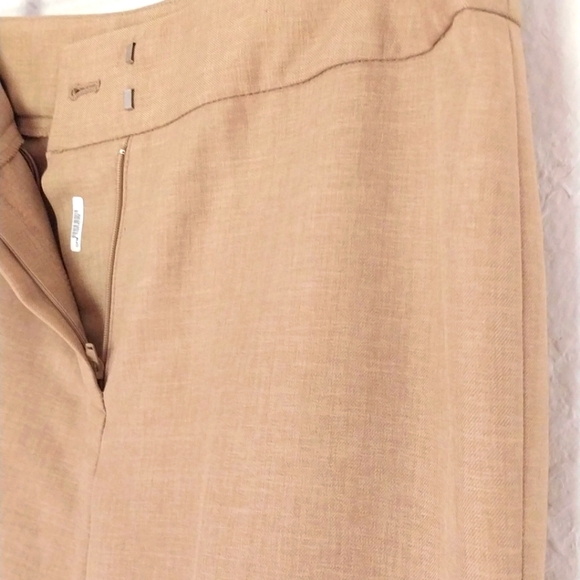 NINE WEST Pant Suit Wide Straight Leg CAMEL One Lapel Ruffle Classy Lady Size 8 - Picture 8 of 16
